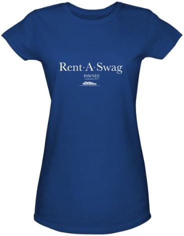 Parks and Recreation Women's Rent a Swag Junior Fit T-Shirt Blue Medium
