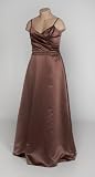 Brown Satin Dress with Beaded Waist