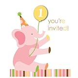 Creative Converting 201286 Sweet Safari Pink 1st Birthday Invitations