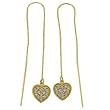14K Yellow Gold CZ Heart Threader Earrings