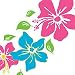 Pink &amp; Blue Tropical Flowers - 16ft Self-Stick Wall Border