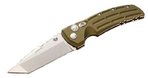 Hogue Extreme Series Knife Aluminum Frame 4-Inch Tanto Blade Tumble Finish, Matte OD Green