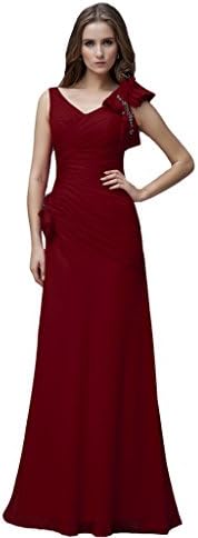 Kivary Women's V Neck Long A Line Prom Dresses Burgundy US 8