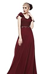 Chiffon/Taffeta/Tulle Lace Beaded Crystals Applique Crystal Short Sleeves Evening Dress 
