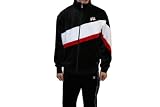 Fila Men's White/Red Striped Velour Tracksuit / Sweatsuit