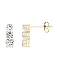 0.99 ct Three Stone Round Diamond Earrings