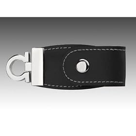 High Speed 8GB Leather USB 2.0 Flash Pen Drive Memory Stick 8 GIG GB BLACK Polished Key Ring