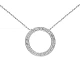 Sterling Silver April Birthstone Crystal Pave Circle Pendant on 16-18in Adjustable Chain Necklace
