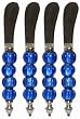 Decorative Pate Knife with Cobalt Blue Glass Bead Handle Set of Four