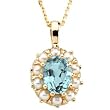 14K Yellow Gold Aquamarine and Pearl Pendant