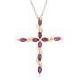 Yellow Gold Overlay Sterling Silver Ruby Cross Pendant, 18"