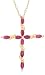 Jewelry : Yellow Gold Overlay Sterling Silver Ruby Cross Pendant, 18"