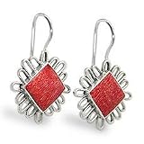 Artistic Sterling Silver Red Coral Earrings