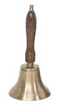 Brass School Bell with Antique Brass Finish and Wooden Handle