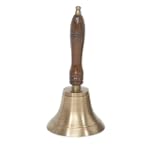 Brass School Bell with Antique Brass Finish and Wooden Handle