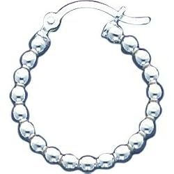 Sterling Silver Beaded Hoop Earrings Ear Jewelry