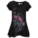 IMAGE OF Ed Hardy Koi 2 Fishtail Circle Top - Women's ( sz. S, Black )