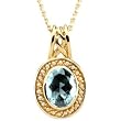 14K Yellow Gold Aquamarine and Pearl Pendant