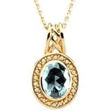 14K Yellow Gold Aquamarine and Pearl Pendant