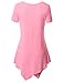 Thanth Womens Short Sleeve V-neck Handkerchief Hem Long Tunic Top