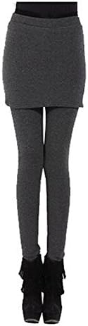 TokTok Women Winter Sexy Leggings -Skirt -Soft cotton and Mink Faux Fur Lined Thick-Charcoal