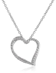 Sterling Silver Diamond Open Heart Pendant Necklace (0.03 cttw, I-J Color, I3 Clarity), 18"