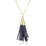 Nugaard Ipanema Blue Leather and Metal Tassel Neckl