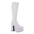 5 Inch Trendy Gothic Knee High Boot Platform Knee Boots White Stretch Patent