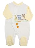 Baby Unisex Sleepsuit, Animals Design Allergy Free Suit (Yellow) (Newborn) (Yellow)