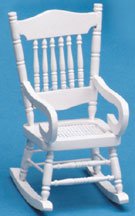 Dollhouse Miniature White Wooden Rocker