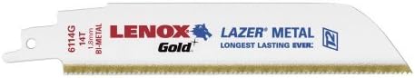 LENOX Gold 6114G - 6 14TPI Titanium Edge LAZER Heavy Metal Cutting Reciprocating Blade - 5 Pack Model: 210946114GR Tools & Home Improvement