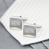 Personalized Silver Square Cuff Links Cufflinks