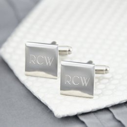 Personalized Silver Square Cuff Links Cufflinks