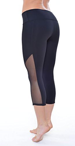 Womens Mesh Workout Yoga Leggings (Medium, Black)