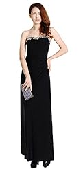 Strapless Ruched Beaded Peplum Floor Length Polyester Club Dress/Evening Dress/Maxi Dress 