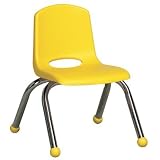 10" School Stack Chair With Chrome Legs Color: Yellow, Glide: Ball Glide
