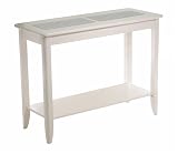 FTS - Classic White Hall Table with Frosted Glass Top 136-190-48