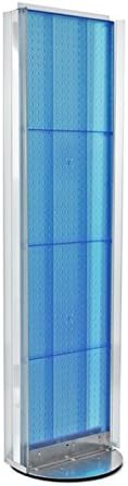 2 Sided Pegboard Floor Display in Blue 16W x 60H Inches on Revolving Base