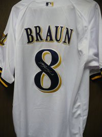 Signed Braun, Ryan (Milwaukie Brewers) Authentic Majestic Milwaukee Brewers Jersey