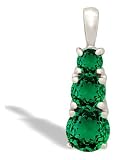 14K White Gold Round Created Emerald 3-Stone Pendant