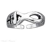 Sterling Silver Christian Religious Cross Fish Toe Ring