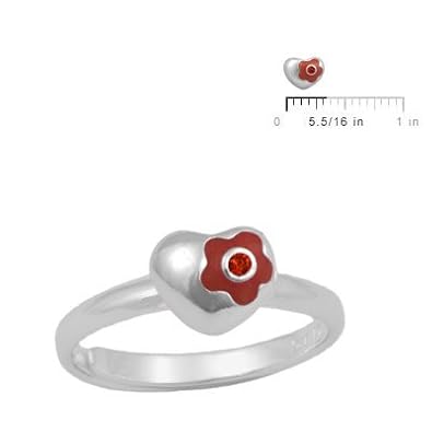 Cheap Girls Jewelry Silver January Birthstone Flower Heart Girls Ring Adjustable Size 3 To 7 For Sale