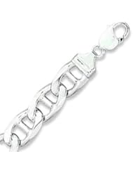 Sterling Silver 8 Inch 350 Flat Marina Chain Bracelet - 13.5mm Wide