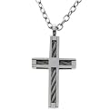 Stainless Steel Mens Cable Wire Cross Necklace - Silver ( 20" )