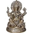 Lord Ganesha Seated Statue Brass D&eacute;cor 5.5 x 3 x 6.5 inches