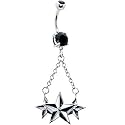 Black and White Nautical Star Trio Belly Ring