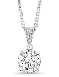 0.64 ct Ladies Round Cut Diamond Solitaire Pendant in 14 kt. With 16" Chain In 14 Karat White Gold