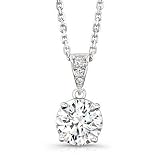 0.26 ct Ladies Round Cut Diamond Solitaire Pendant in 14 kt. With 16 Chain In 14 Karat White Gold
