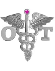 NursingPin - Occupational Therapist OT Graduation Pin with Ruby in Silver