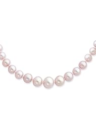 14k Yellow Gold 18in 4-9mm Graduated Purple Freshwater Cultured Pearl Necklace.